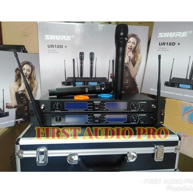 Mic Wireless Shure UR18D+ / UR18D FREE KOPER MULTI CHANNEL 4 antena