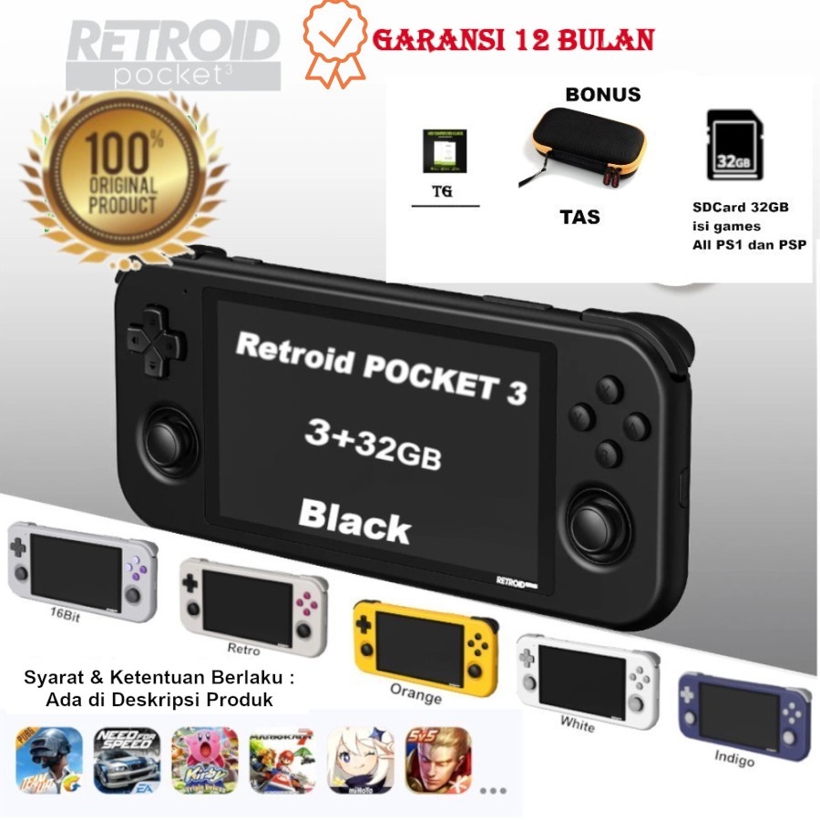 Retroid Pocket 3 Handheld Retro Gaming System Android Console 3+32 GB