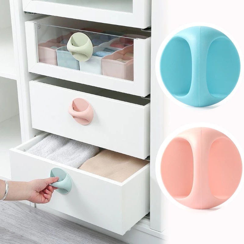 Pegangan Tarikan Lemari Bebas Pukulan Self-adhesive Seamless Door Handle Knobs Tambahan Serbaguna Pegangan Sliding Kaca Balkon Pegangan Lengket Bulat Untuk Lemari Jendela Laci