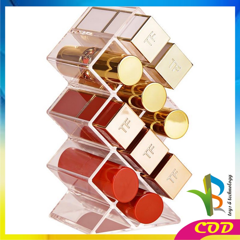 RB-K10 Kotak Lipstik Acrylic 10 Slot Rak Tempat Lipstik Alat Kosmetik Lipstick Organizer Rak Makeup