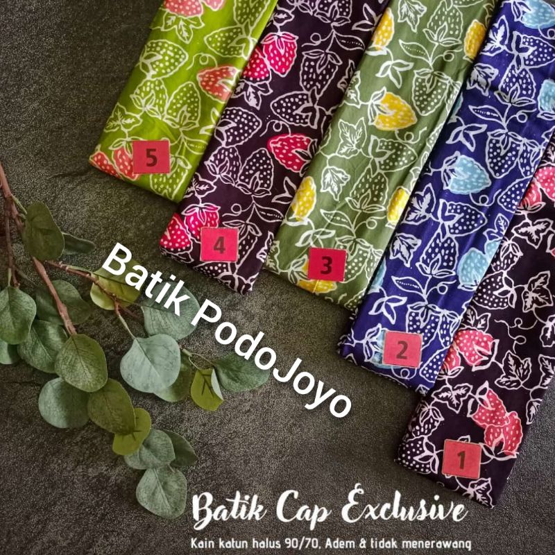 Kain Batik Cap Handmade New Motif Kain Batik Cap Motif Buah Strowberi Seragam TK Seragam Paud Seraga