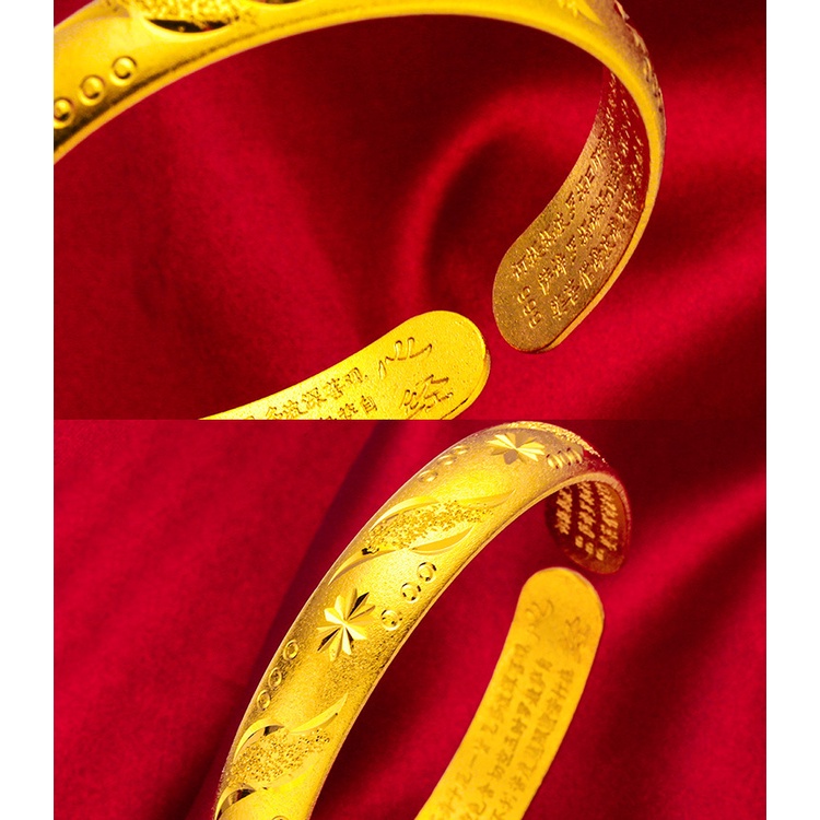 Goldkingdom Perhiasan Fashion Emas Asli Kadar 375 Bangkok Aksesoris Ready Stock Lapis Emas Sandblasted Hati Kuno Sutra Gelang Wanita Yang Dapat Disesuaikan