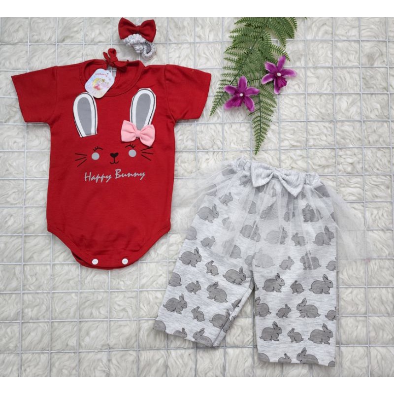 baju bayi perempuan Set tutu jumper Little bunny