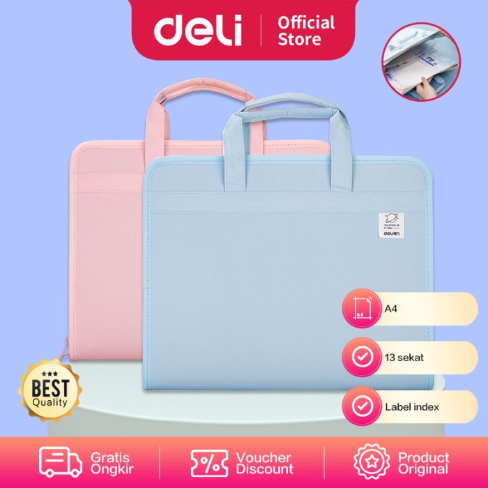 

HEMAT Deli File Folder Document Bag Tas Dokumen File A4 13 sekat 72561 Code 1100
