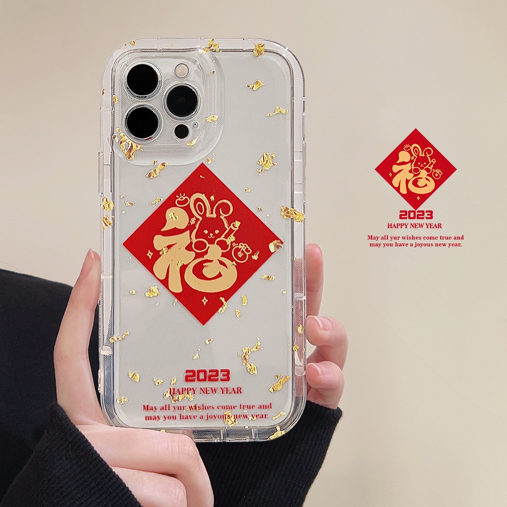 IPHONE 2023tahun Baru Cina Lucu Rejeki Kelinci Kartun Silikon Case Untuk Iphone14 11 12 13 PRO MAX Casing Cover Pelindung
