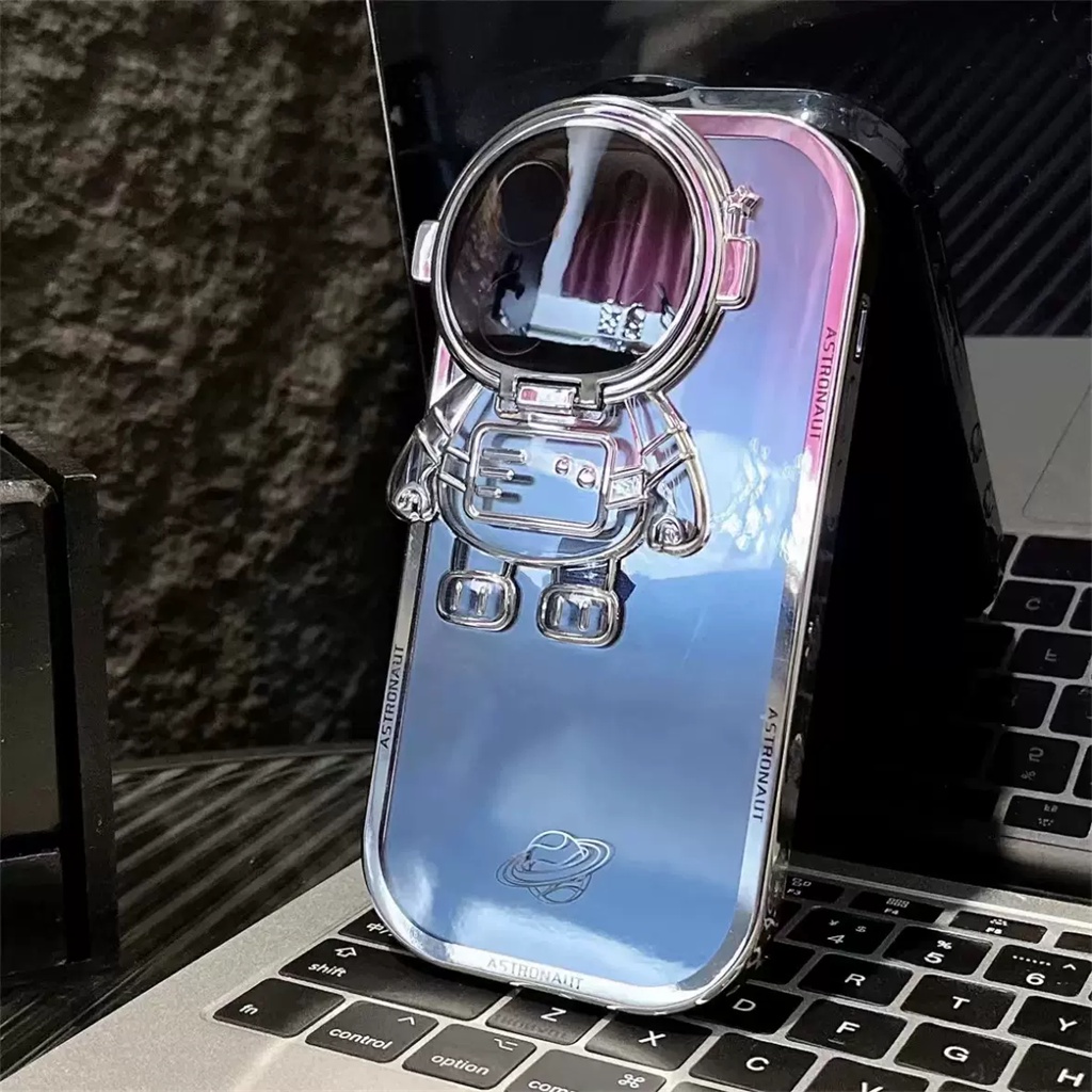 Kreatif NASA Astronot Stand Case iPhone 14 Pro Max Case Iphone13 11 12 Pro Max Kamera Perlindungan Lensa14 Plus XR Promax Mewah Menyenangkan Penuh Tertutup Shock Protection Case