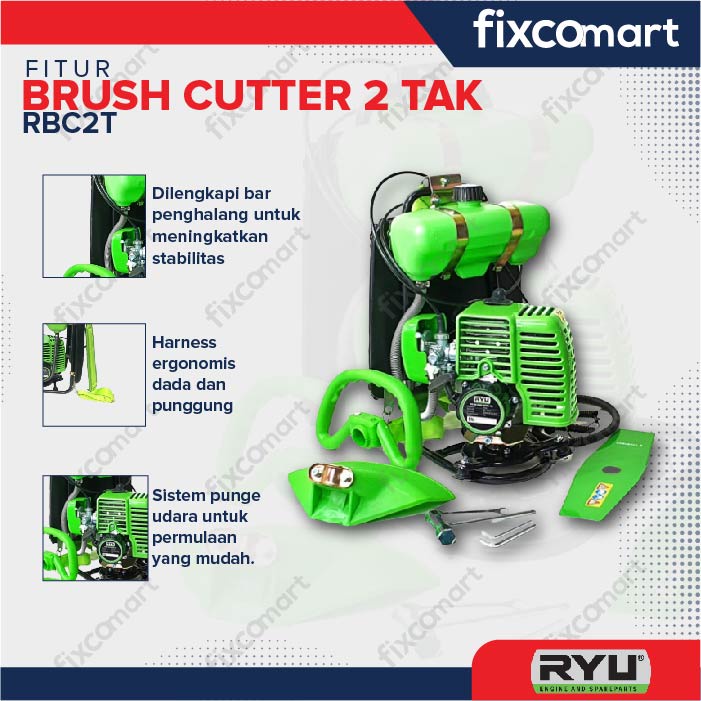 RYU Mesin Potong Rumput Gendong -  Ryu Brush Cutter Rbc 2T