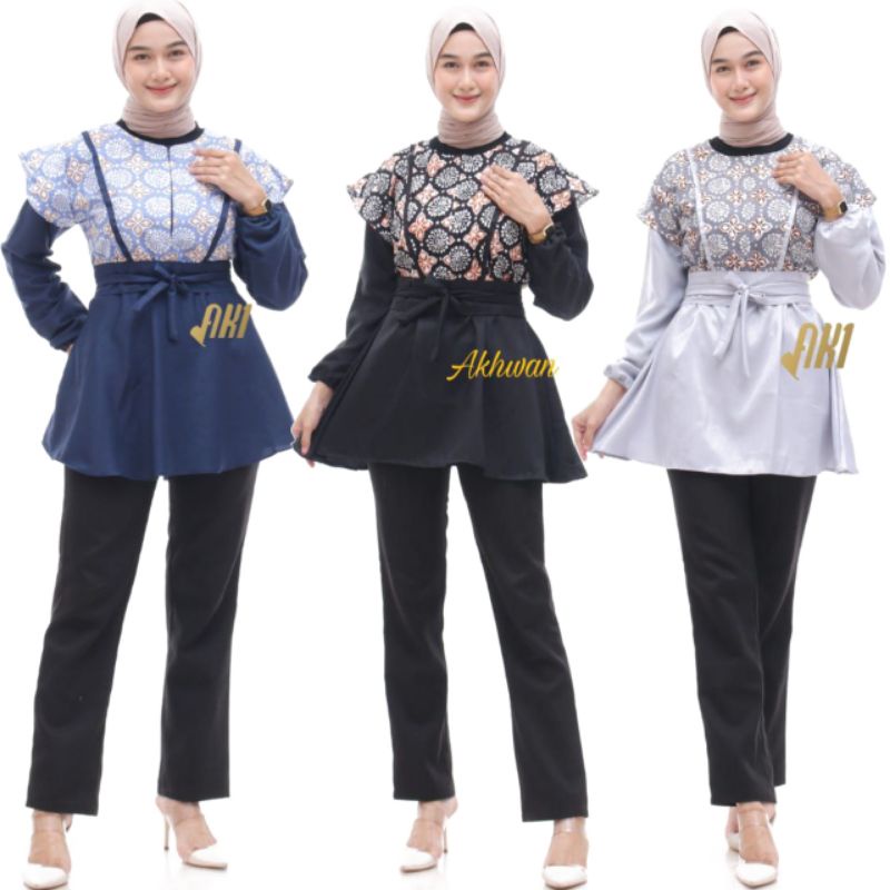 [ BISA COD ] Baju Batik Wanita Atasan Blouse Terbaru Modern Seragam  Resepsi Kantor Kerja Original