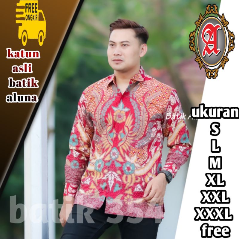 Baju Batik Pria Lengan Panjang Premium Aluna batik katun pria kemeja batik katun premium PCW 117