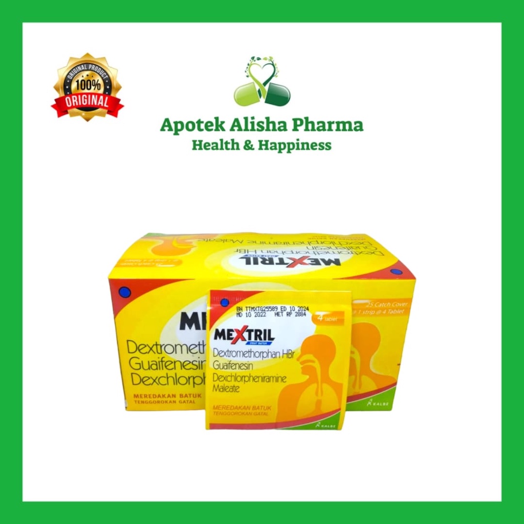 Mextril Strip 4 Tablet-Mextril Tablet Obat Batuk Kering&amp;Gatal Tenggorokan/Mekstril/Mektril Tablet