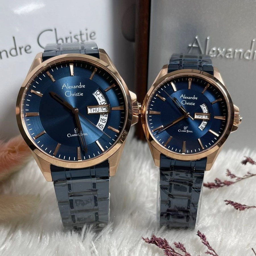 ORIGINAL Jam Tangan Pria &amp; Wanita Alexandre Christie AC 8680 / AC8680 / 8680 Garansi Resmi 1 Tahun, Staainless