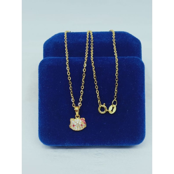 kalung anak rantai nori vensy+liontin hello kitty mp/perak asli silver 925 lapis emas/perhiasan fashion terbaru