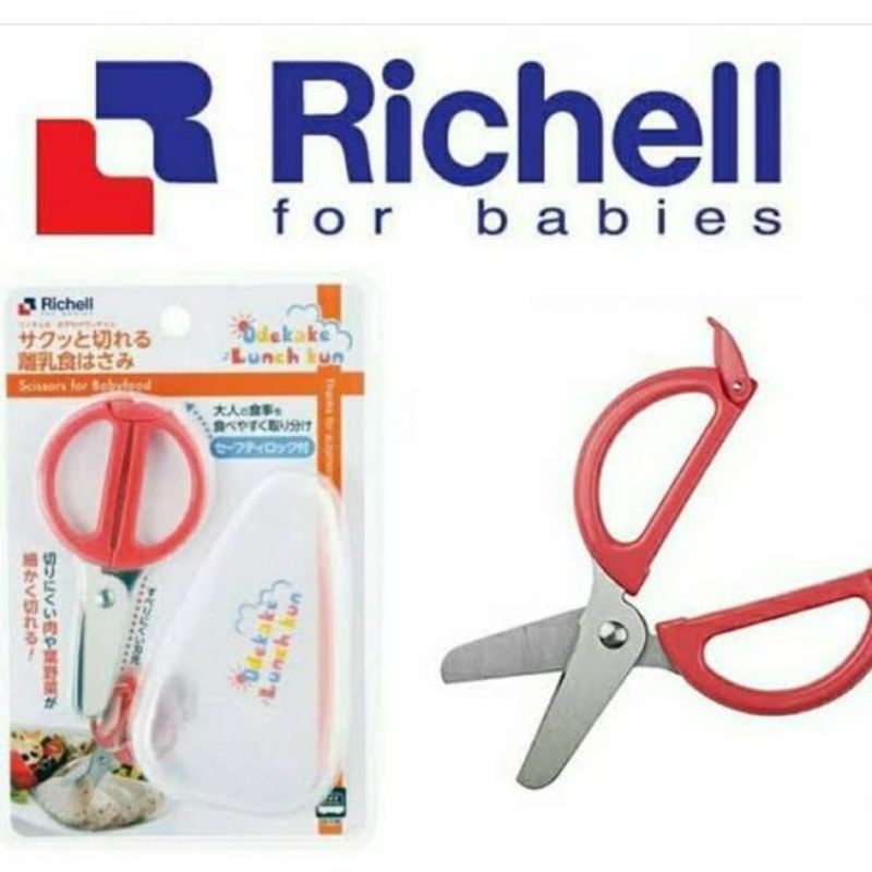 Richell Stainless Steel Scissors for Baby Food plus Case Gunting Makanan Bayi