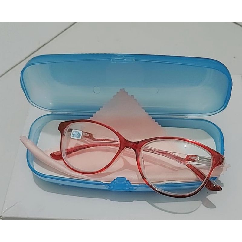 Kacamata Minus Cat Eye Frame Wanna Transparant  Free Box dan Lap ZC246MN