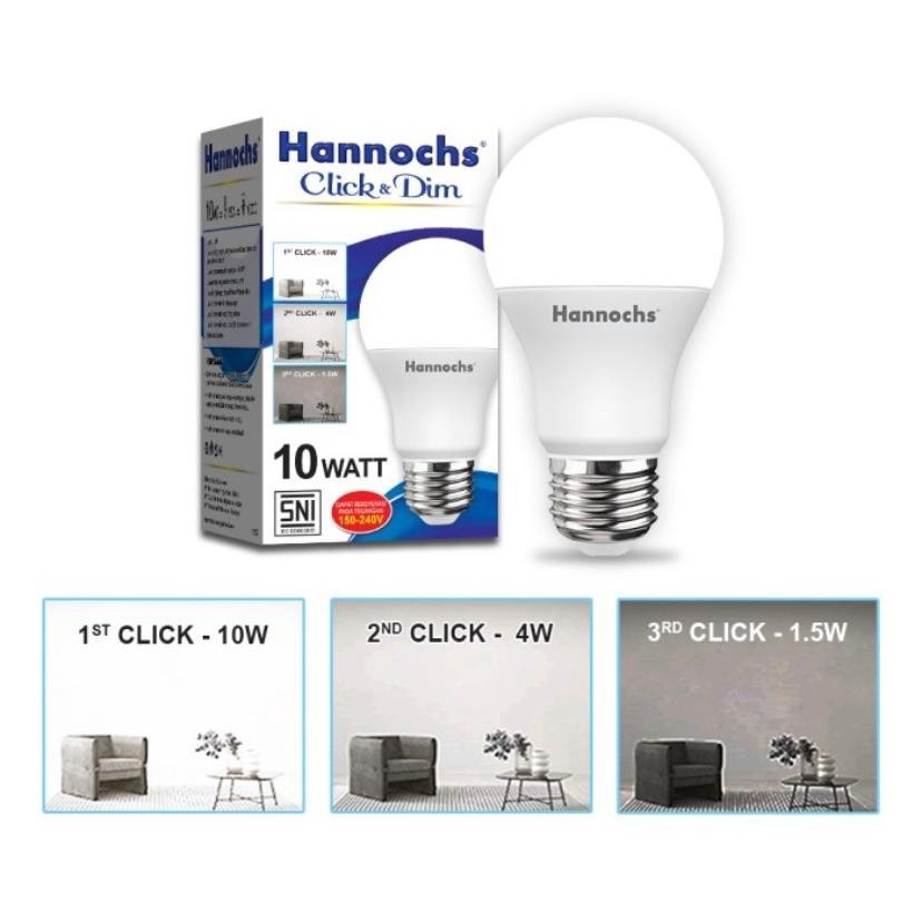 Barangunik2021 -Hannochs Bohlam Lampu LED Click &amp; Dim 10 Watt 3 Tingkat Kecerahan