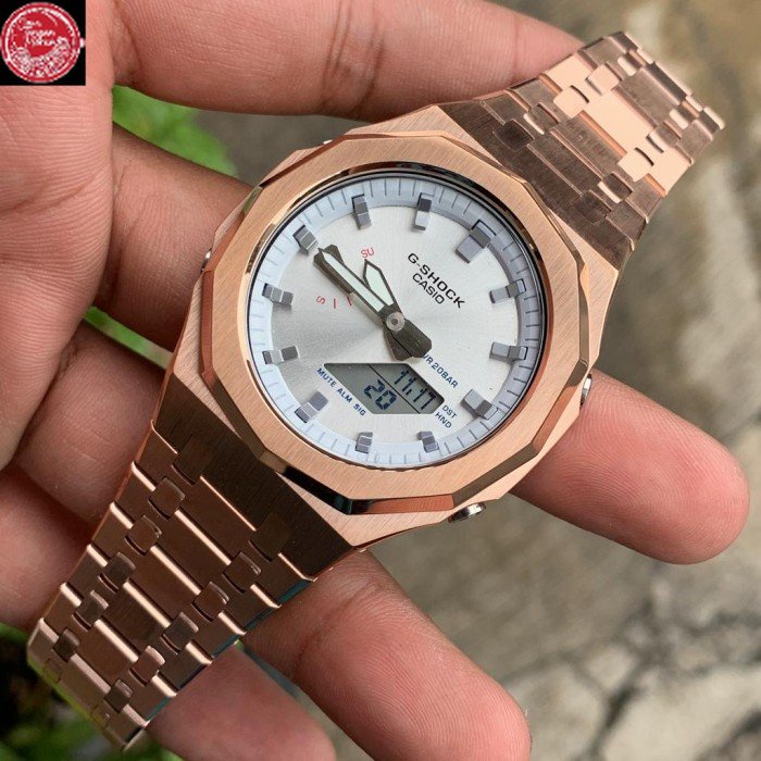 Jam G-Shock GShock GA-2100 GA2100 Original Silver Rosegold Steel Gen5