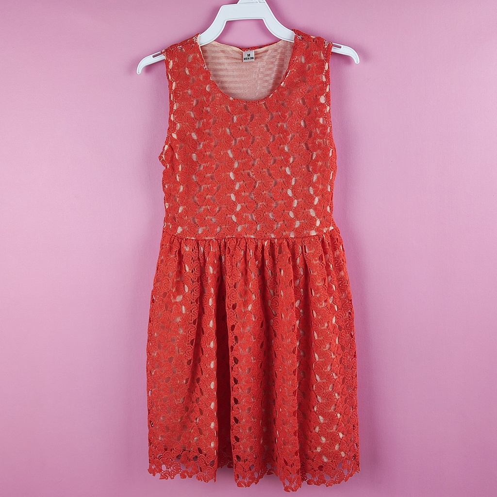 NEW Dress tanpa lengan anak perempuan motif brokat