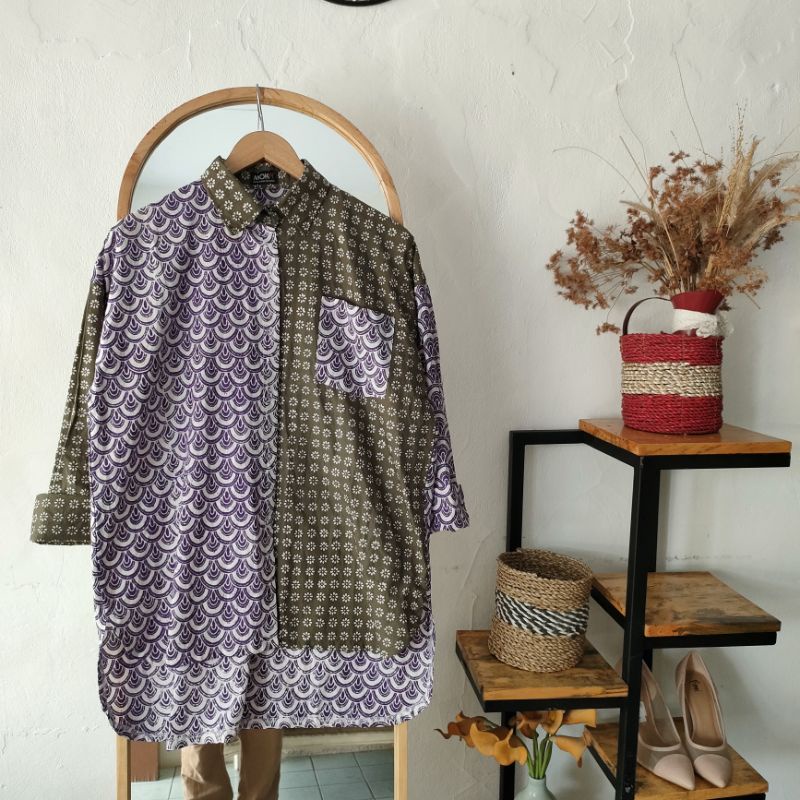 Dissa shirt kemeja batik oversize 2 tone.