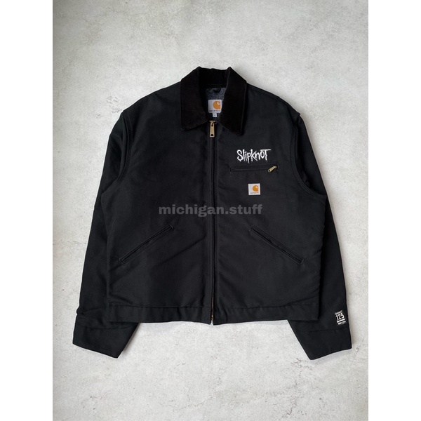 Carhartt Duck Detroit Jacket Anniversary 125th J001-BLK Embroidered Slipknot Patches (not collab)