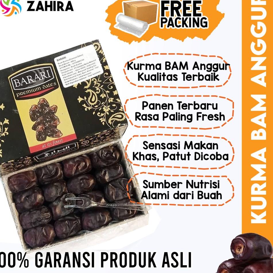 

↟ Kurma BAM BARARI Anggur Premium Black Diamond Daging Tebal Iran Empuk MPASI Busui Nabeez Madu Mesir Bergizi ヽ