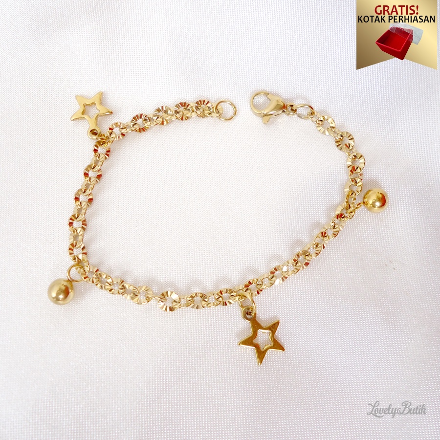Gelang Tangan Titanium Anti Karat dan Luntur V3na Gelang Korea Wanita  Dewasa Anak Anak Model Rantai Nori Donat Mainan Bintang Stars Kekinian BONUS KOTAK PERHIASAN - Lovelybutik