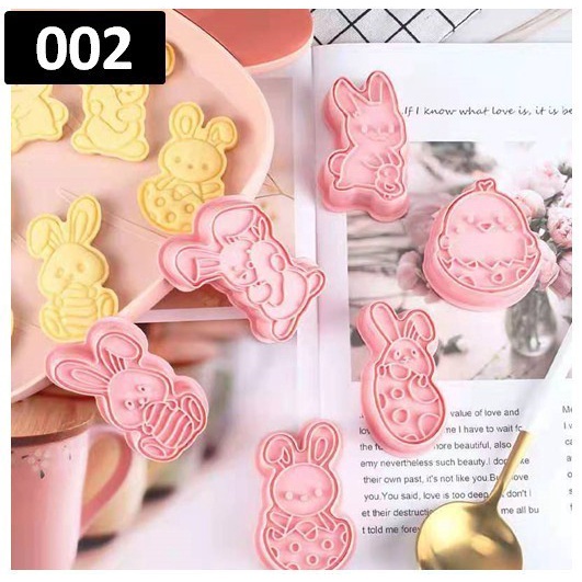 Cetakan Cookies 3D Pink 002 / Cookies Cutter Bunny / Plunger Animal