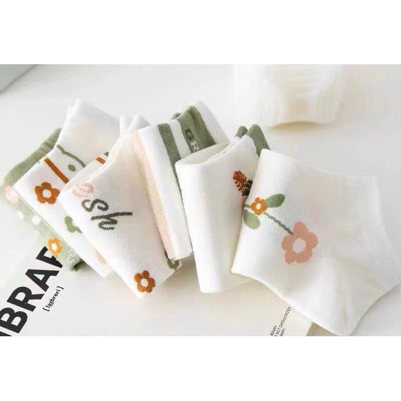 Kaos Kaki QXHD Motif Bunga Pendek Kaos Kaki Flower Lucu Dewasa Semata Kaki