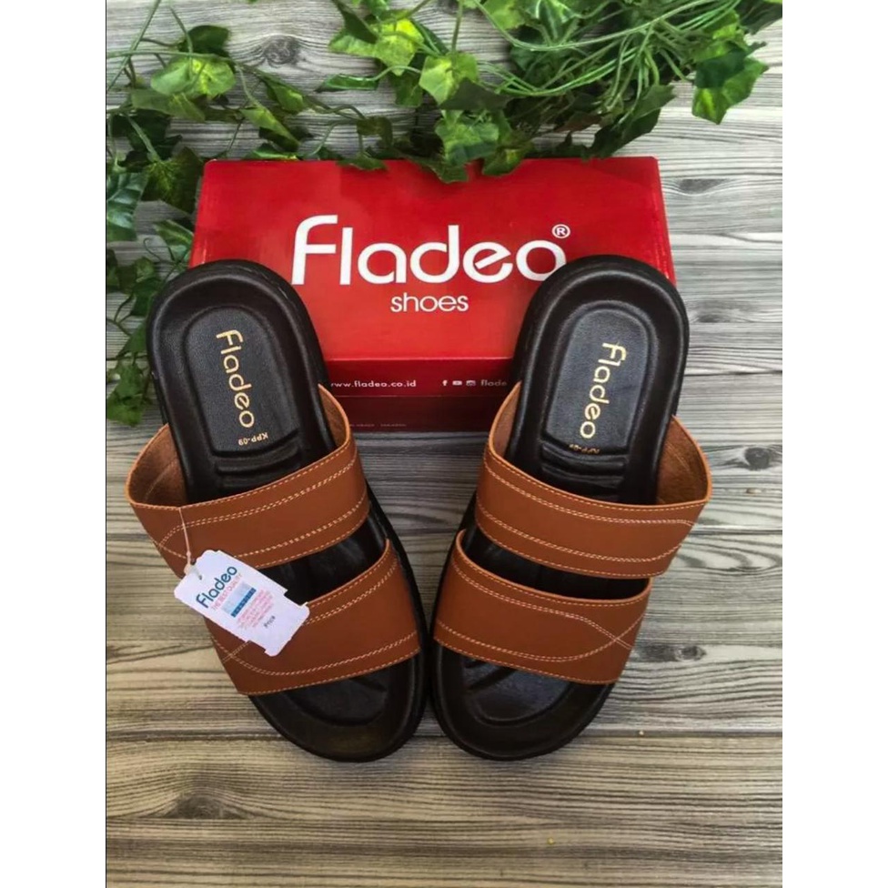 Sandal Sendal Selop Slop Slip On Slide Kulit Fladeo Pria Cowok Premium