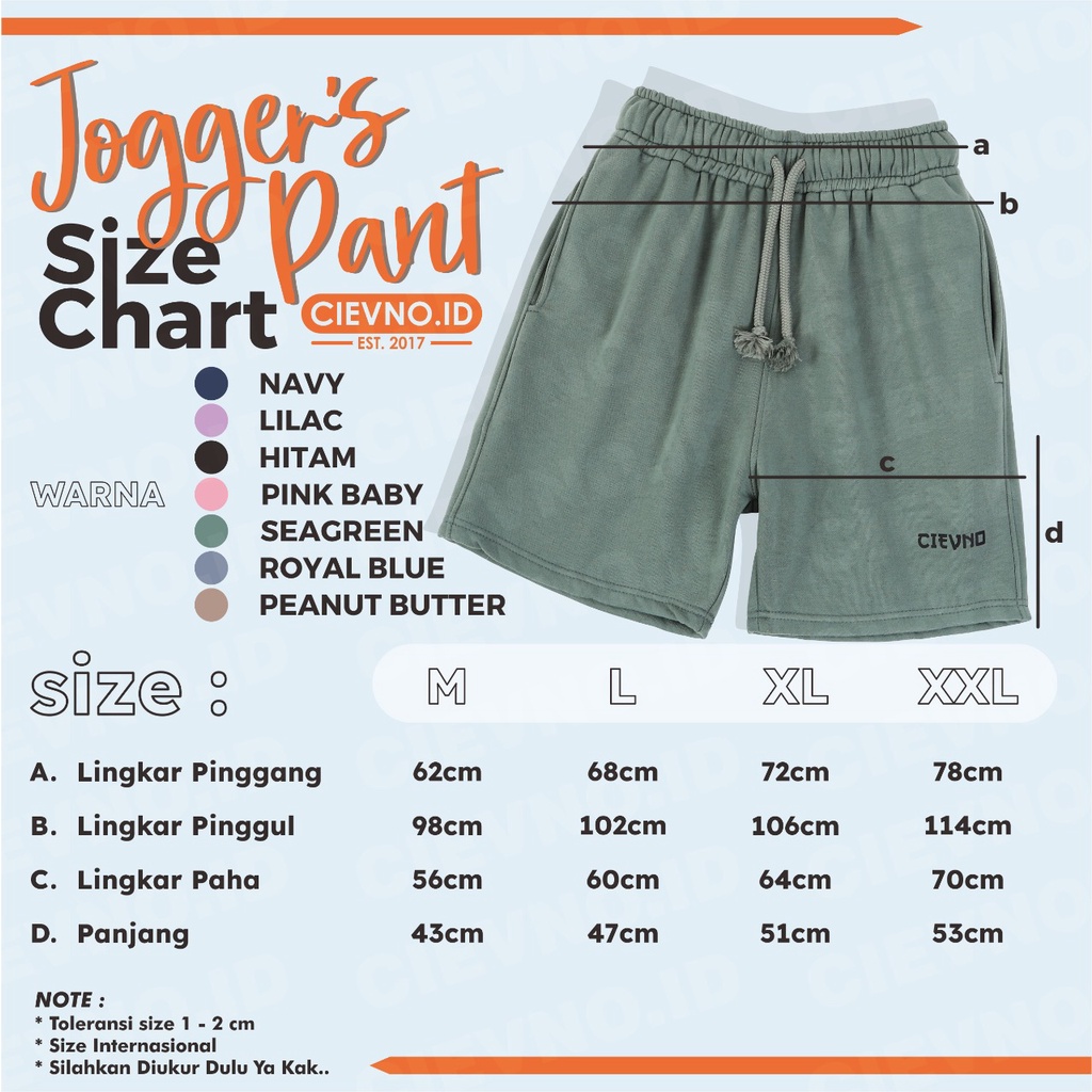 CELANA JOGGER PENDEK PREMIUM Size M - XXL (PRIA&amp;WANITA)