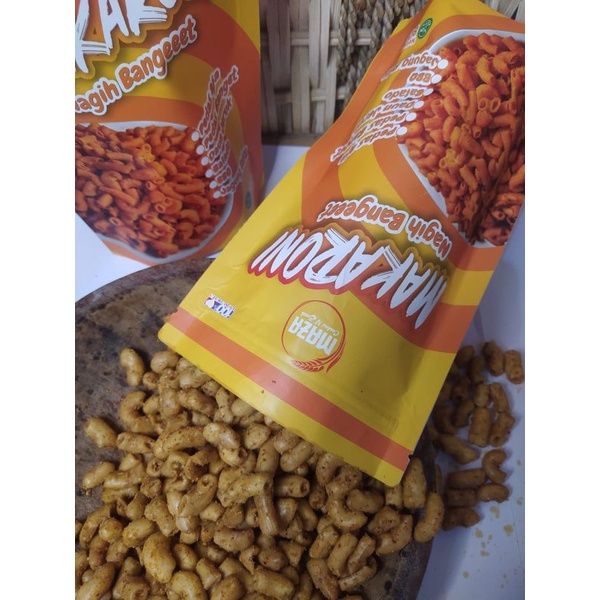 

Makaroni maka roni Maza cookies n' snack pedas sedang dan pedas banget