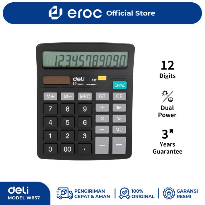 

DELI KALKULATOR DOUBLE POWER - LAYAR LCD KUALITAS TINGGI - MODEL W837