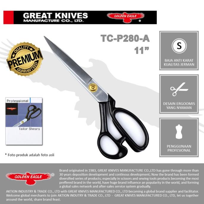 

Gunting Potong Bahan Kain Professional Golden Eagle 11 inch TC-P280-A