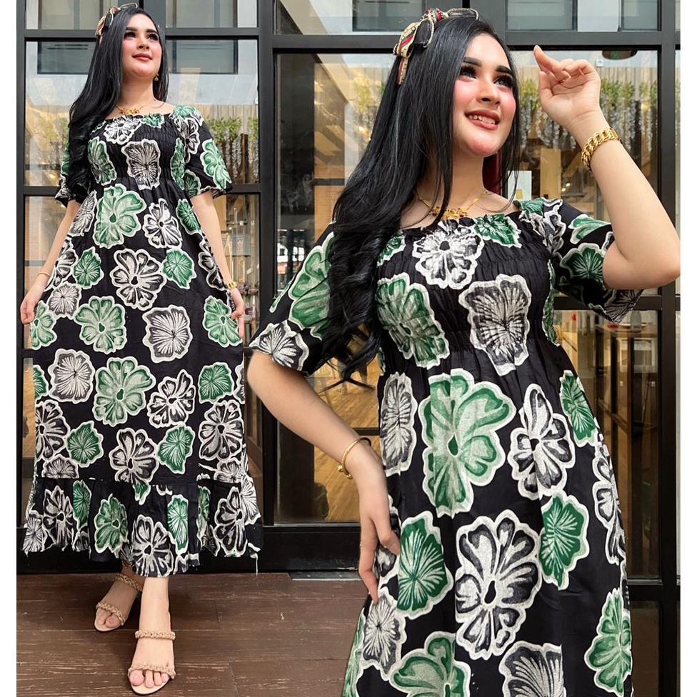 DRESS SMOKE LENGAN PENDEK/ DASTER