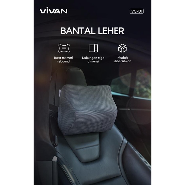 Vivan Bantal Leher Mobil Sandaran Memory Foam Car Headrest Vcp01