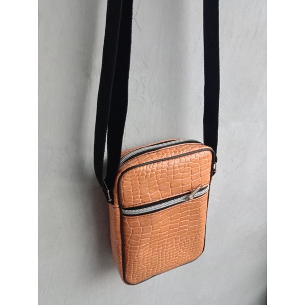 Tas selempang croco Zipper sillver TSC S Sling bag Zipper silver