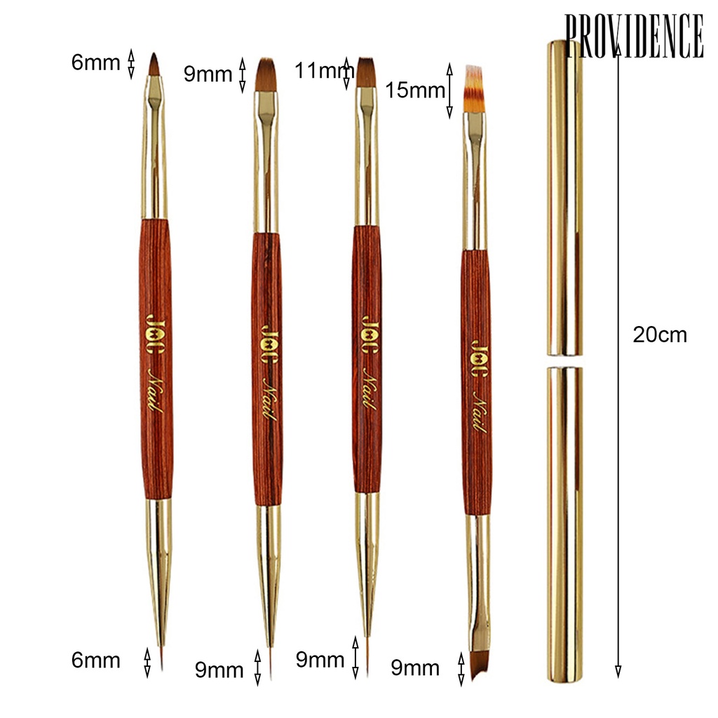 Providence Pena Kuku Kuningan Pen Barel Bulu Lembut Dan Elastis Desain Kepala Ganda Rosewood Tubuh Penggunaan Ganda DIY Kuku Berlaku Lancar Nail Art Pena Pena Pena Pena Pena Manicure Tools