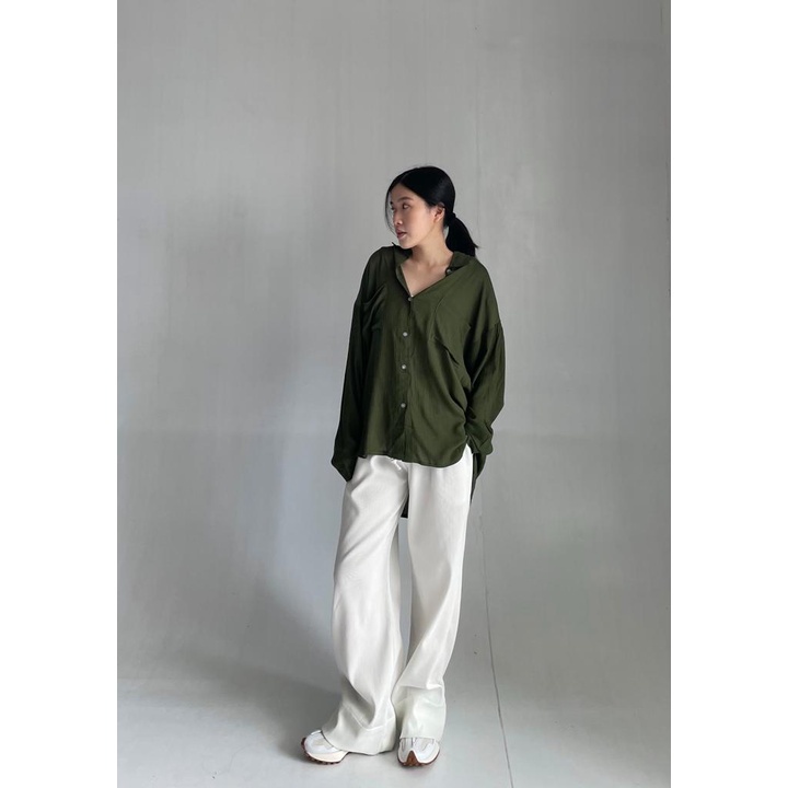 BEFAST - ZEC OOTD KEMEJA MARISSA / Lyla CRINCLE Shirt / Kemeja Oversize Trendy / Terlaris / Hem Bisa Di Jadikan Outer / Kemeja Wanita Lengan Panjang / Pakaian Wanita Casual / Hem Polos Formal / Fashion Kekinian Wanita Ala Style Korean