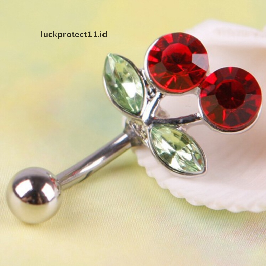 /Fashion Hot// Fashion// Cantik Berlian Imitasi Merah Cherry Pusar Pusar Pusar Barbel Cincin Tubuh.