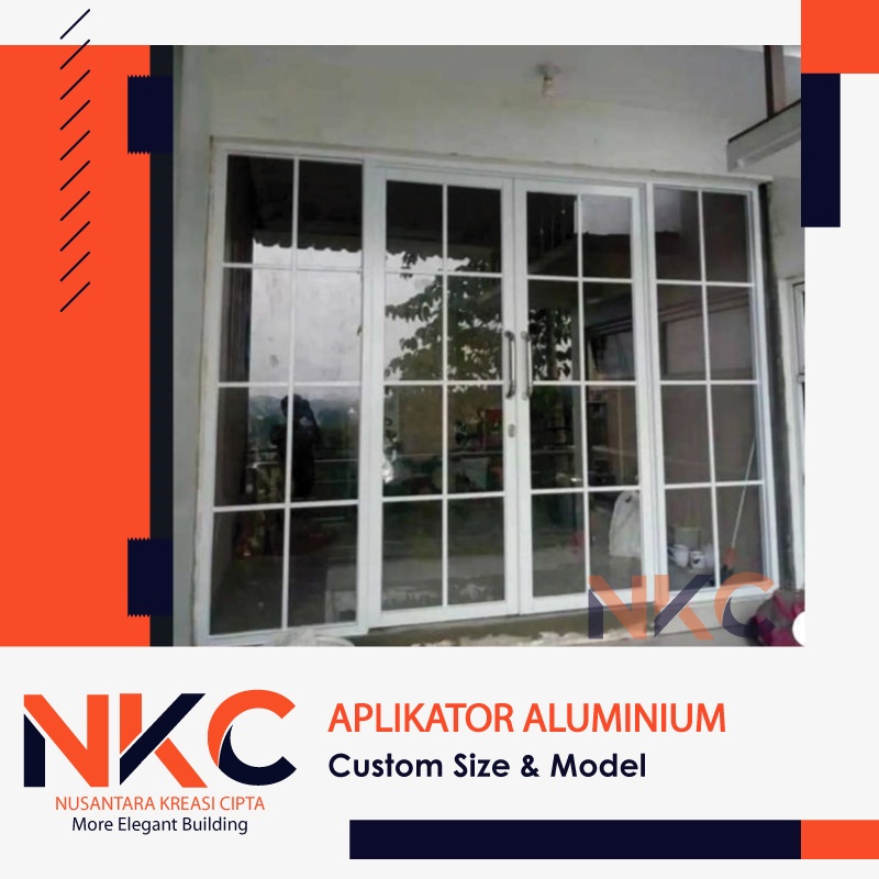 Jual Pintu Aluminium Kaca Swing Dua Daun Kanan Kiri Kacamati Ornamen Uk L Xt Custom Ukuran