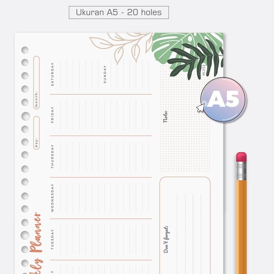 

Paling Baru ✦ Bukuqu Loose leaf A5 - NL252 Weekly Planner Leaves - Bookpaper - Isi Binder - File - Stationery!!