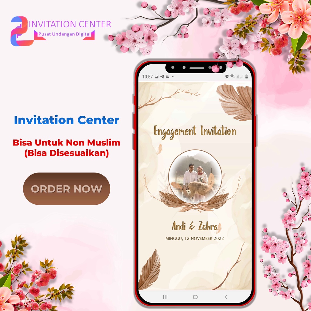 Video Undangan Digital Lamaran / Engagement Invitation / Invitation Center Ukuran 9x16 Full Layar Ko