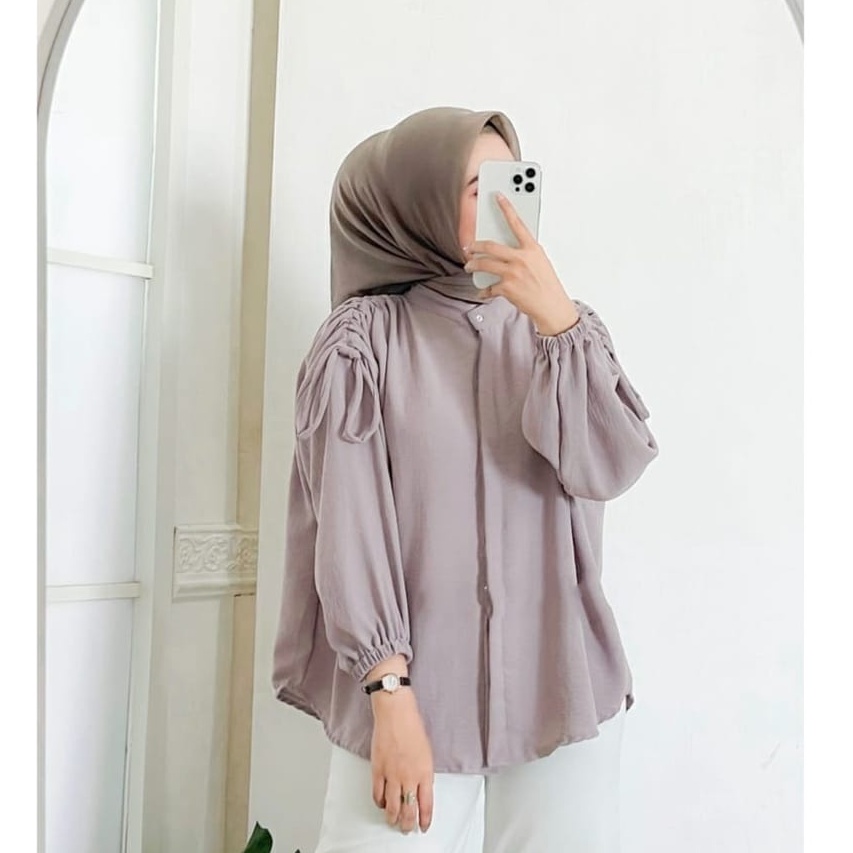 PREMIUM AIRFLOW CRINCLE GAVI LENGAN SERUT BLOUSE POLOS CASUAL