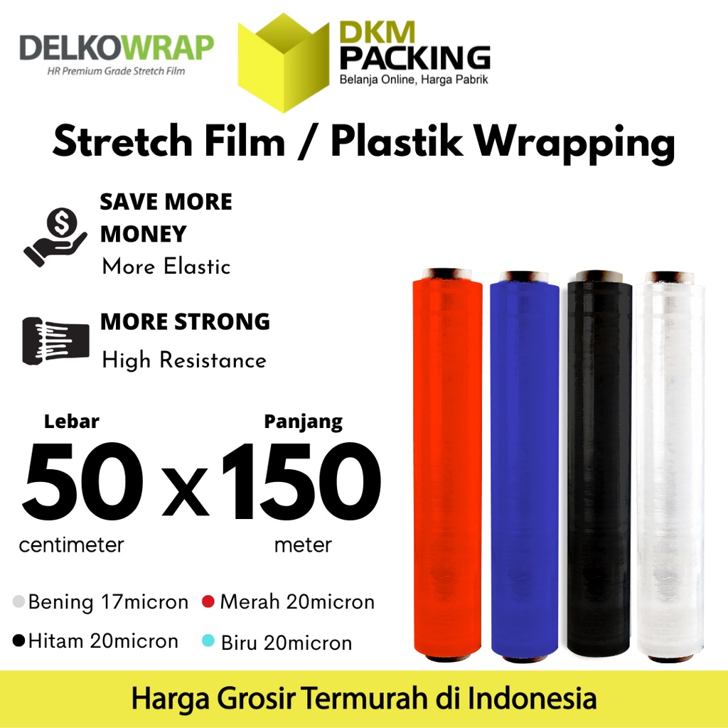 

Plastik Wrapping Stretch Film 50cm x 150m Plastic Wrapping DELKOWRAP TERMURAH / SATUAN