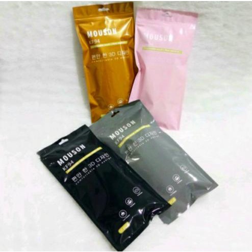 MASKER DUCKBILL KF94 MOUSON HITAM PUTIH GOLD PINK EARLOOP 1 BOX 10 PCS t-3saputra