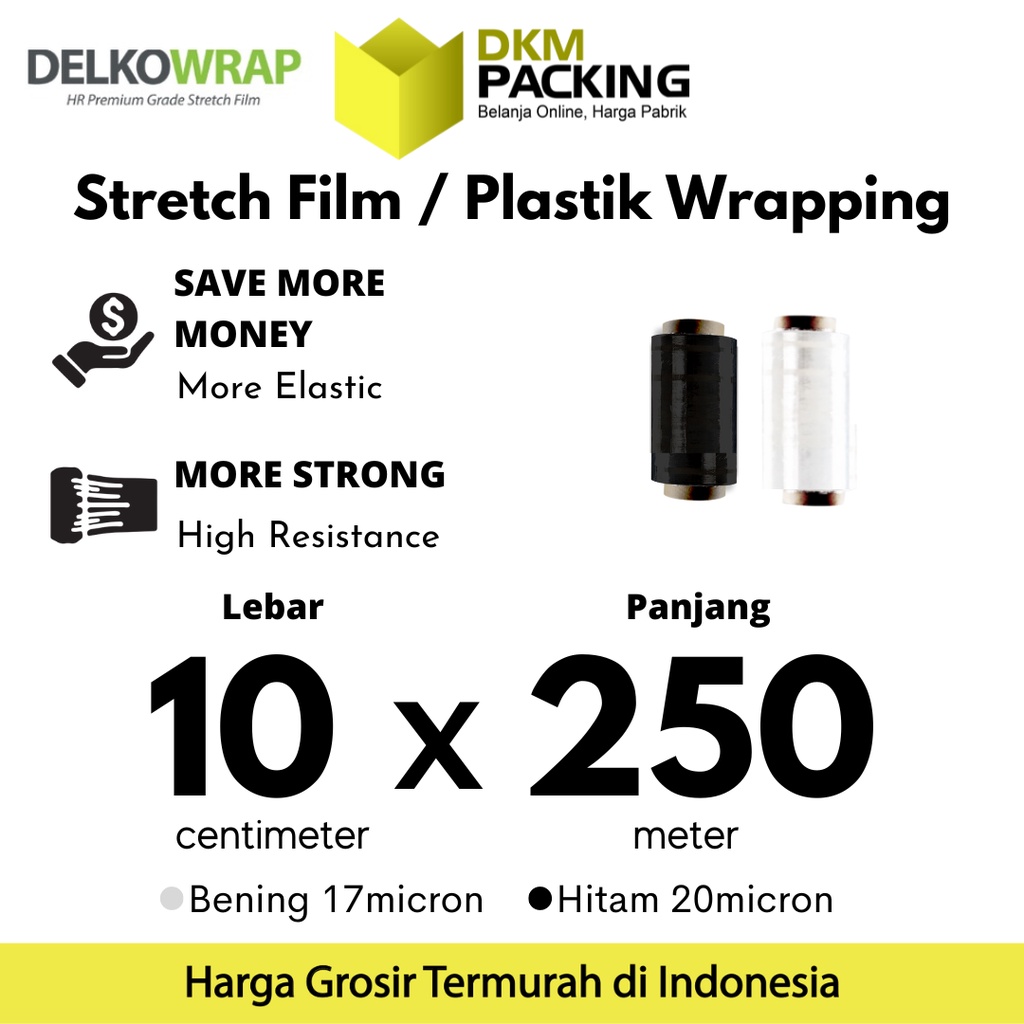 

Plastik Wraping Stretch Film 10cm x 250m DELKOWRAP WRAPPING TEBAL PREMIUM TERMURAH / SATUAN