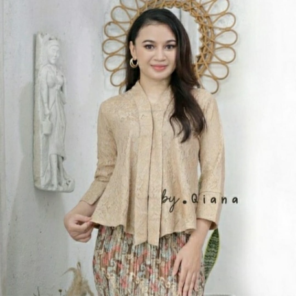 Kebayashopp Atasan kebaya floy brukat premium warna PUTIH atasan kebaya wisuda atasan kebaya kondangan atasan kebaya kutubaru atasan kebaya termurah atasan kebaya terbaru atasan kebaya floy brukat rull firing