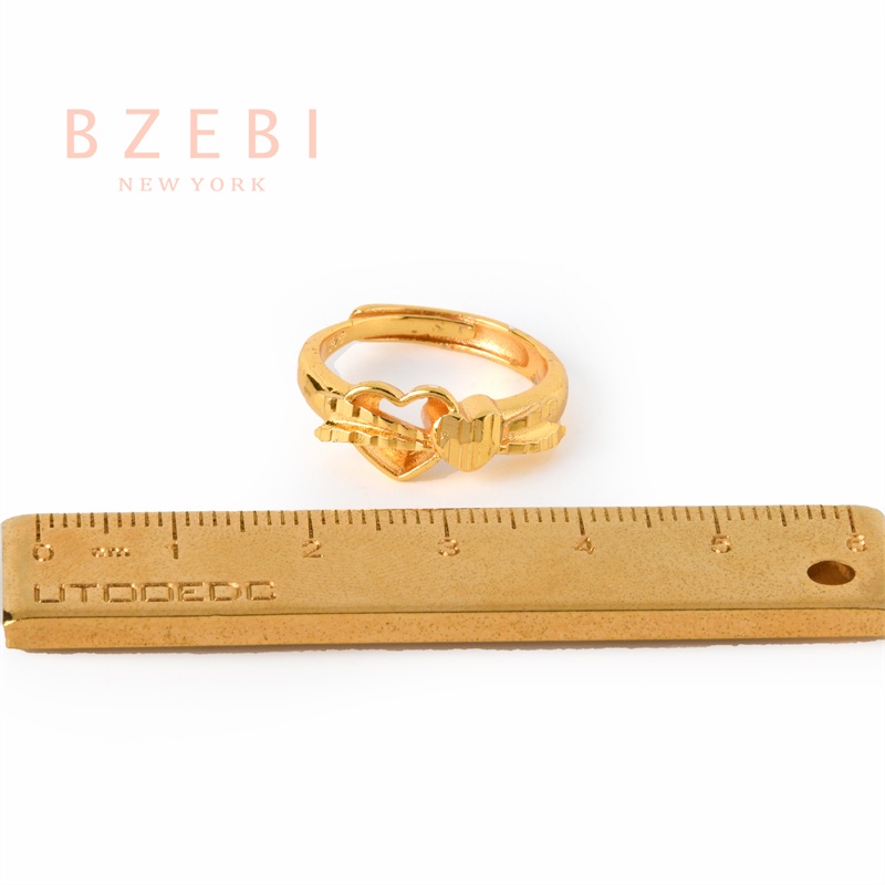 Bzebi Cincin Hati Emas Saudi 24k, Cincin Terbuka Dapat Disesuaikan, Anti Karat, Gaya Korea, Aksesoris Fashion Wanita, Aksesoris Harian, Perhiasan Premium, Hadiah Ulang Tahun Dengan Kotak 378r