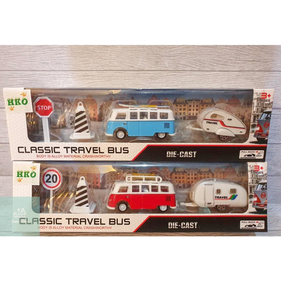 Mainan Mobil Mobilan Diecast Classic Travel Bus Set Pull Back DS926