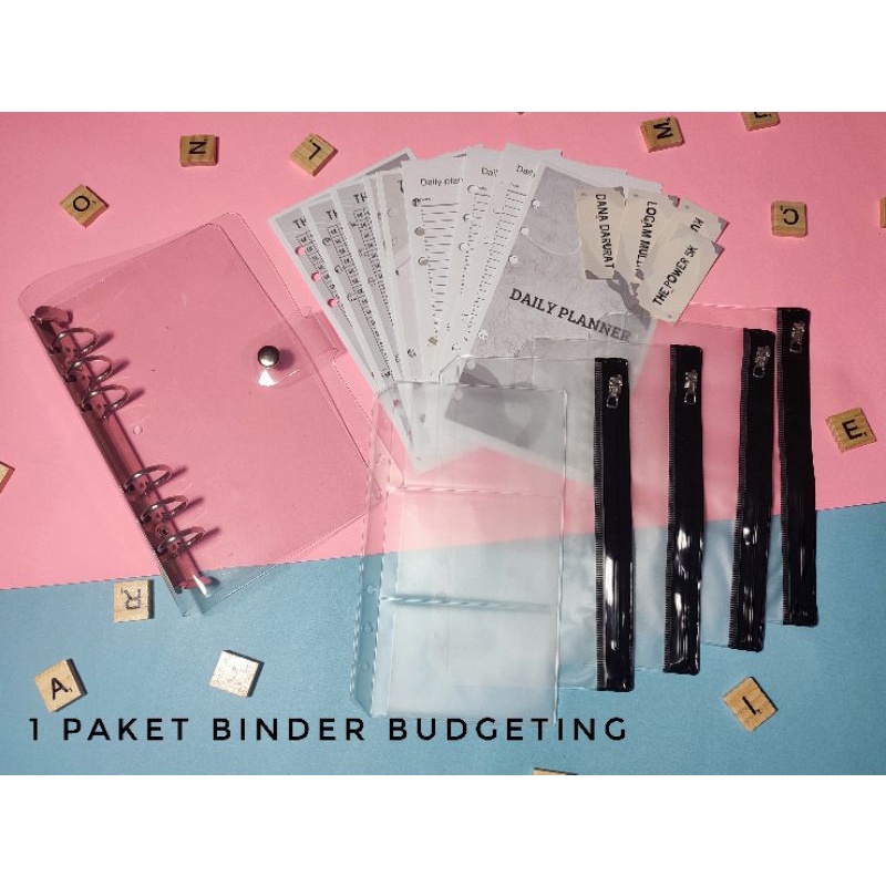 

1 Paket Binder Transparan A6 Ring 6 Monocrom Budgeting Keuangan Agenda Financial Planner Notes Notebook Notepad Sinking Funds Nabung Viral Target Challenge