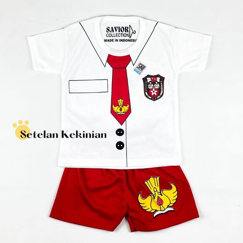 [3-18M] Baju Bayi Setelan Oblong Anak Laki Laki perempuan 3 - 18 bulan SNI karakter seragam tuxedo rompi ABU GREY SD / setelan baju bayi cewek cowok motif seragam SD tuxedo JEANS